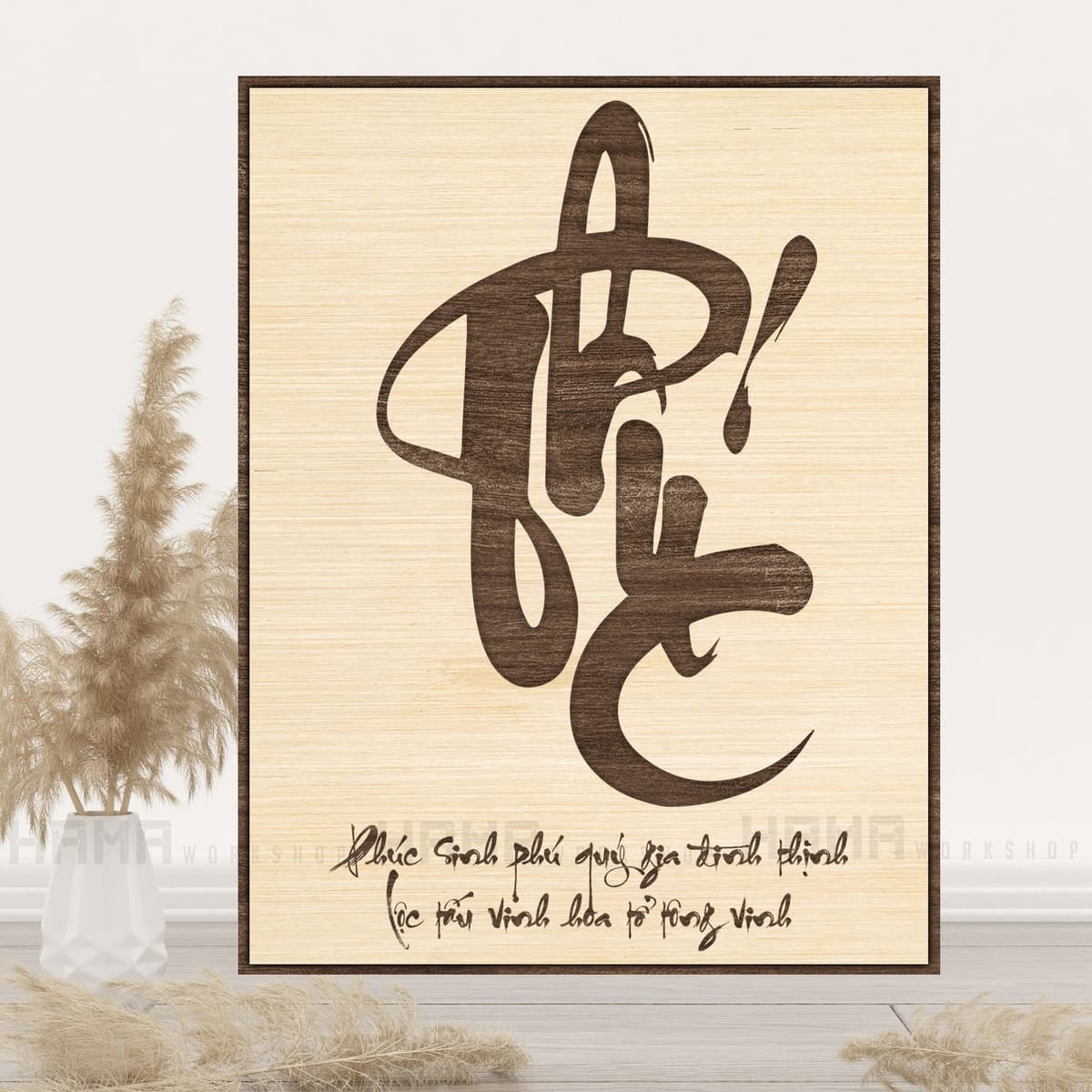 Tranh thư pháp gỗ kt 40x55 Cm