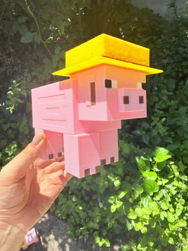 Mô hình heo đội mũ rơm – Minecraft 2